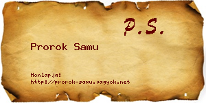 Prorok Samu névjegykártya